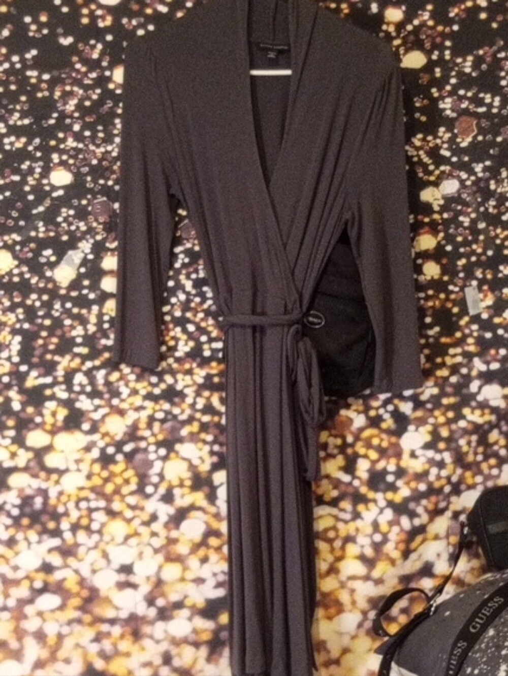 Banana Republic Charcoal Gray Wrap Dress with Tie At Waist